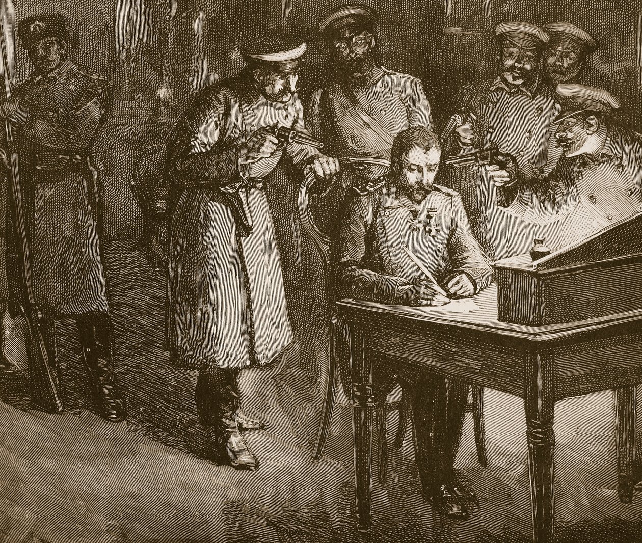 الأمير ألكسندر يوقع تنازله ، 1886 بواسطة غير معروف