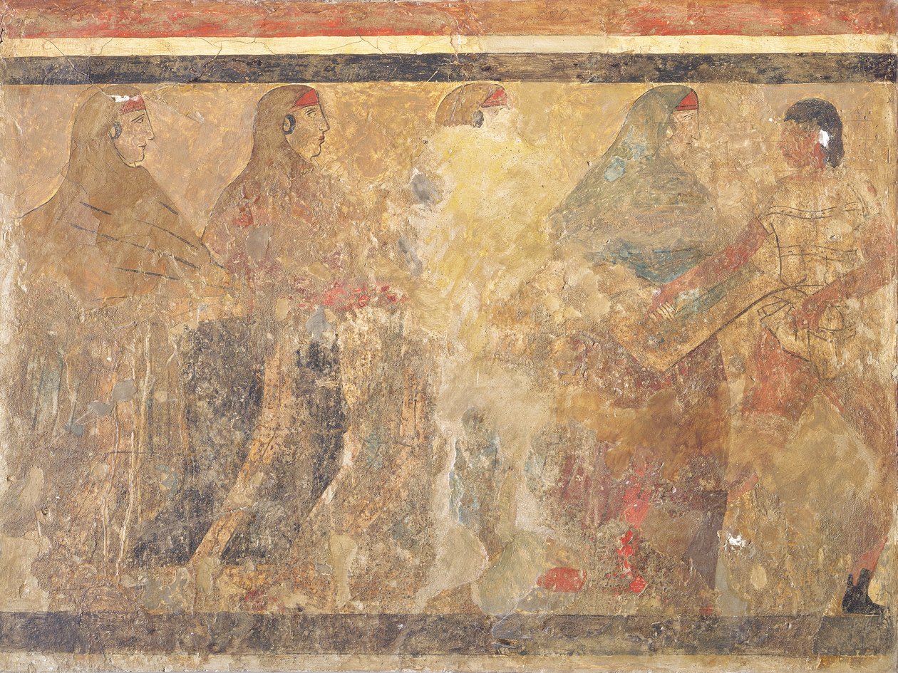 رقص طقسي للجنازة ، زخرفة من قبر رقم. 11 من Via dei Cappuccini ، Ruvo ، القرن الخامس قبل الميلاد بواسطة غير معروف