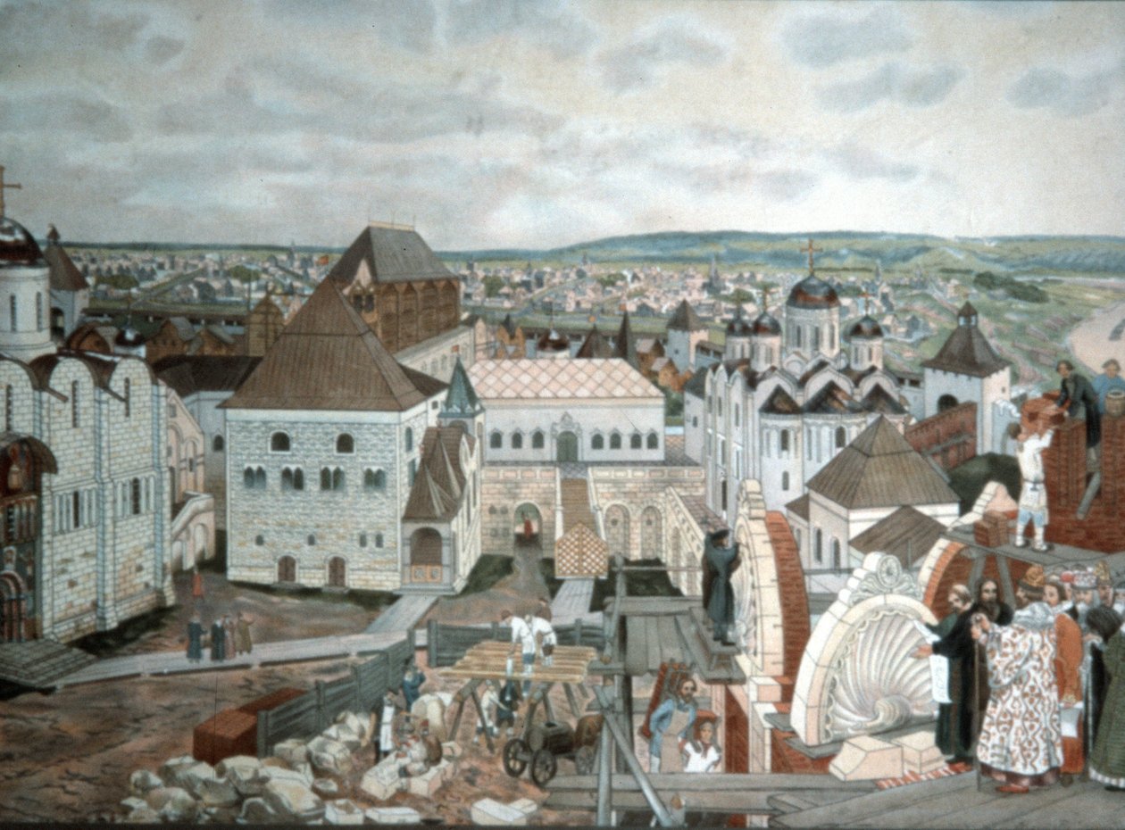 الفن الروسي - لوحة موسكو في العصور القديمة بواسطة V ، M ، Vasnetsov (القرن التاسع عشر). بواسطة غير معروف