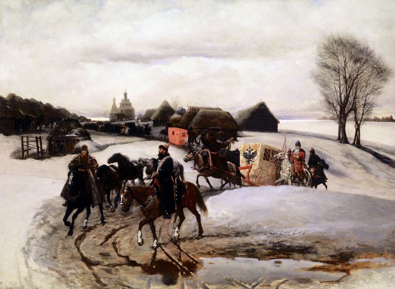 V ، Shvarts ، The Tsarina الذهاب في رحلة حج إلى الأماكن المقدسة - في وقت القيصر الكسيس (أليكسي ميخائيلوفيتش رومانوف). بواسطة غير معروف