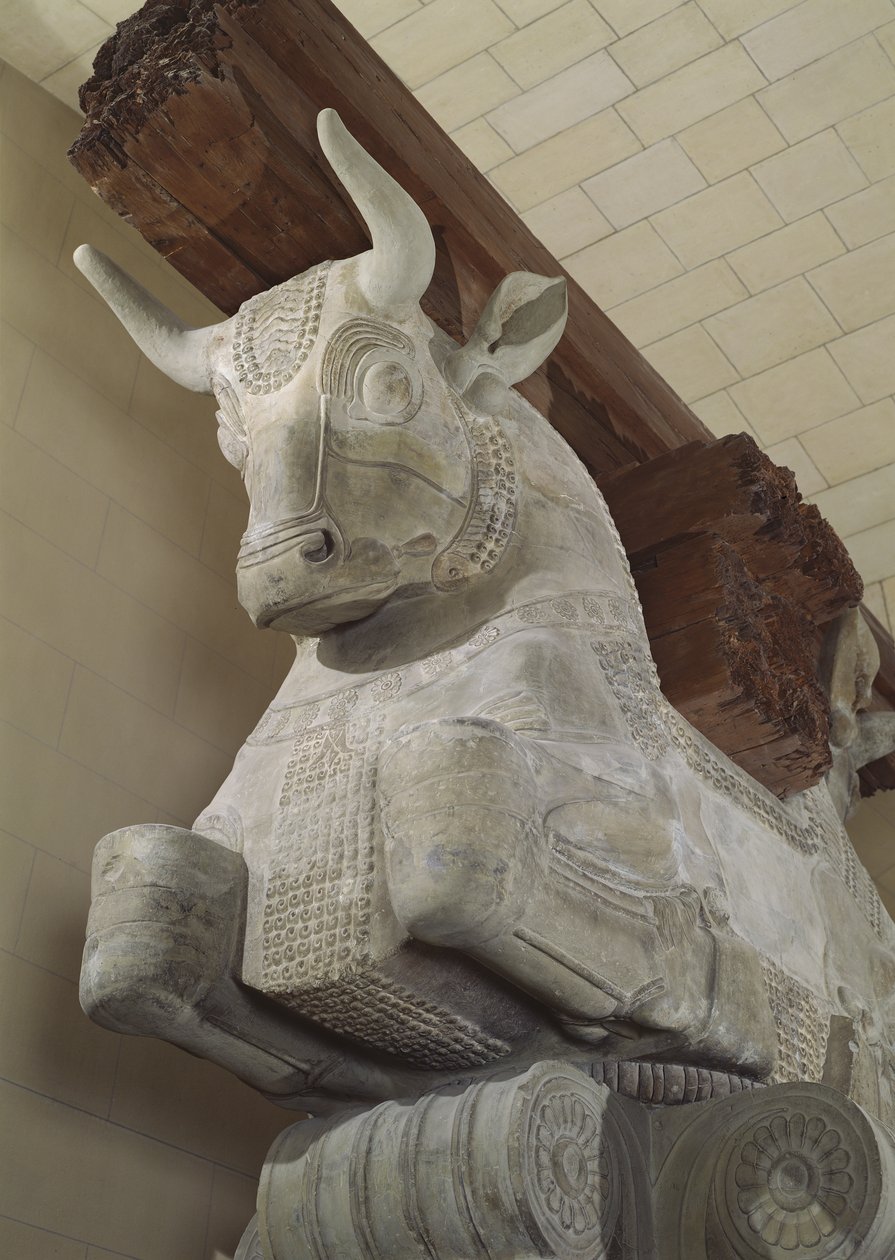 عاصمة الطراز الفارسي من عمود Apadana ، من قصر داريوس الكبير في سوسة ، إيران ، c.500 قبل الميلاد (الحجر الجيري) بواسطة الأخمينية
