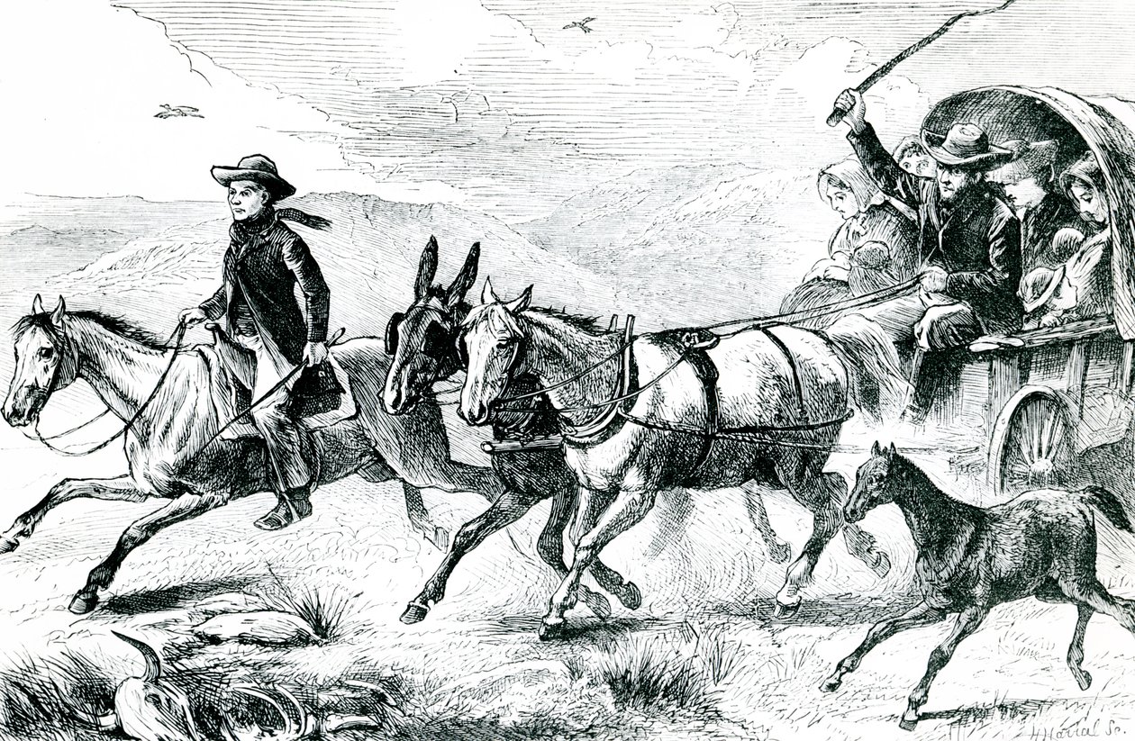 عائلة مورمون تذهب إلى المؤتمر ، 1875 بواسطة المدرسة الأمريكية