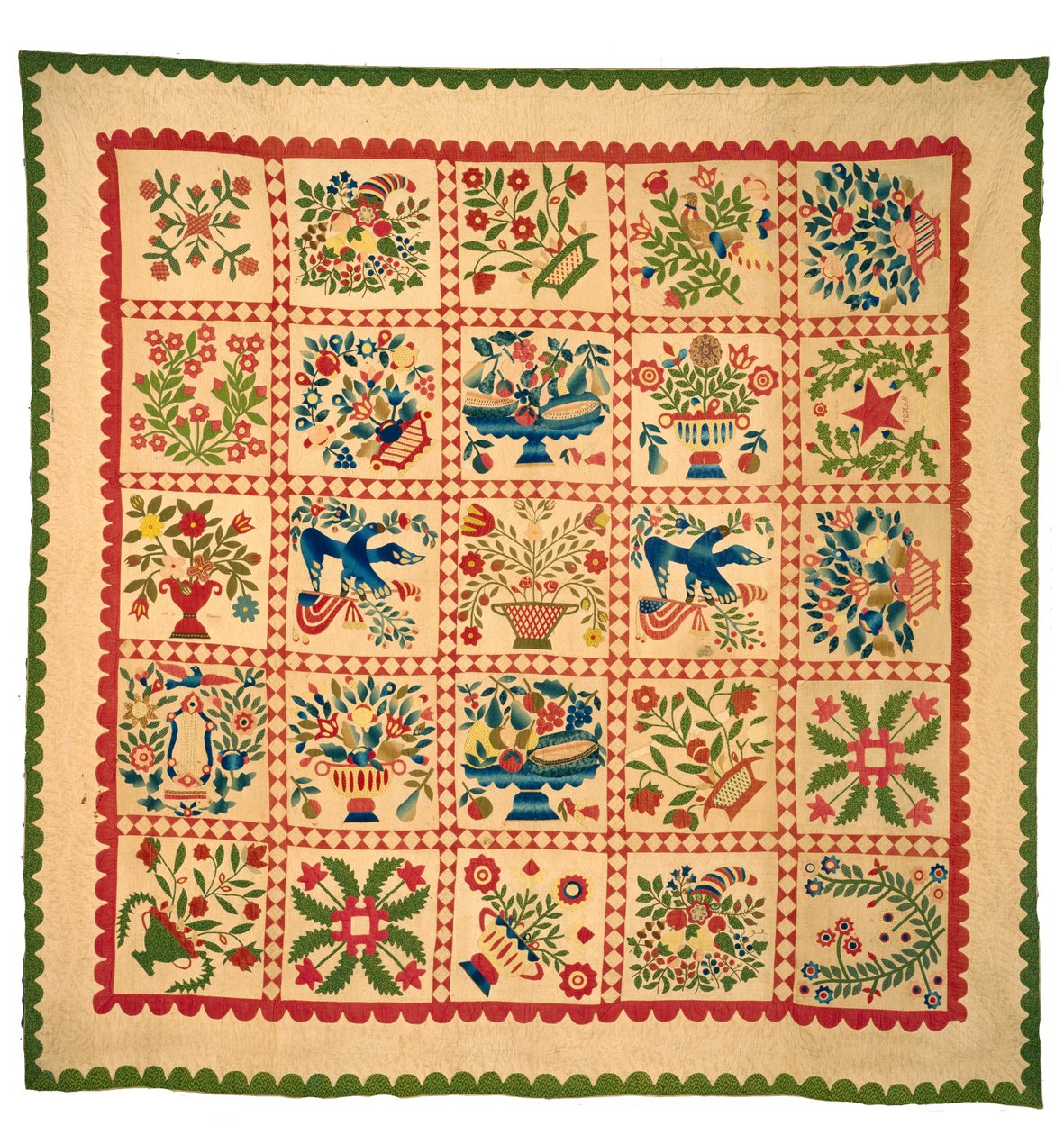 لحاف ألبوم بالتيمور ، c. 1840 (قطن) بواسطة المدرسة الأمريكية