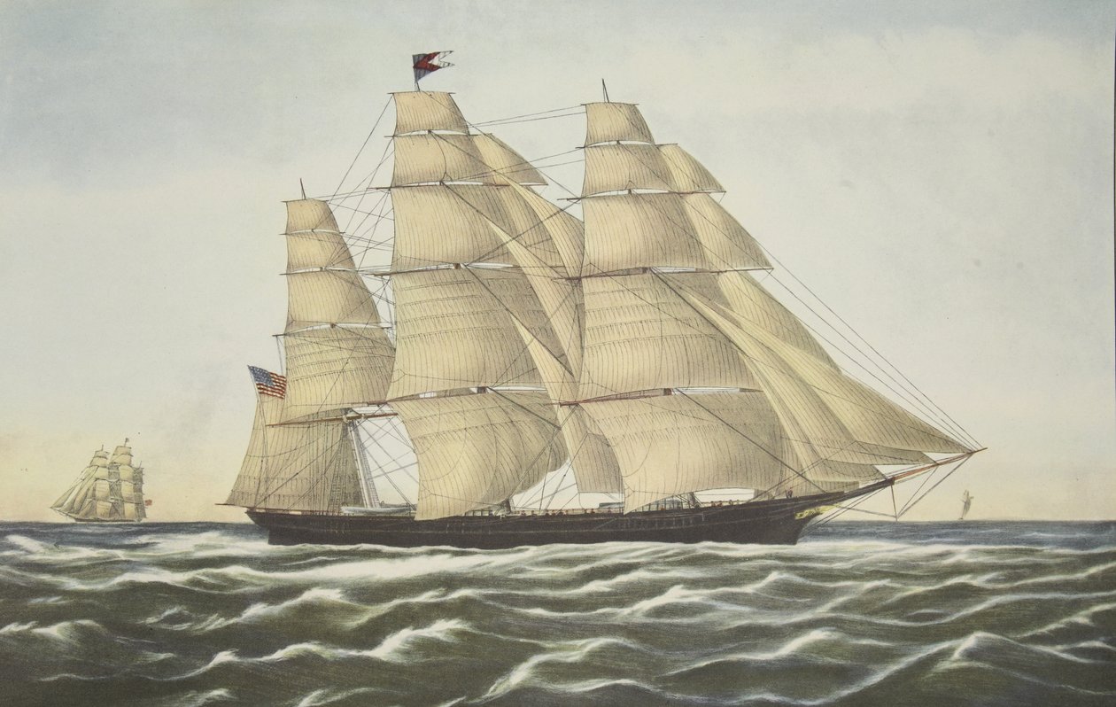 سفينة مجز ، سحابة طيران ، حانة. 1852 ، كورير وإيفز بواسطة المدرسة الأمريكية