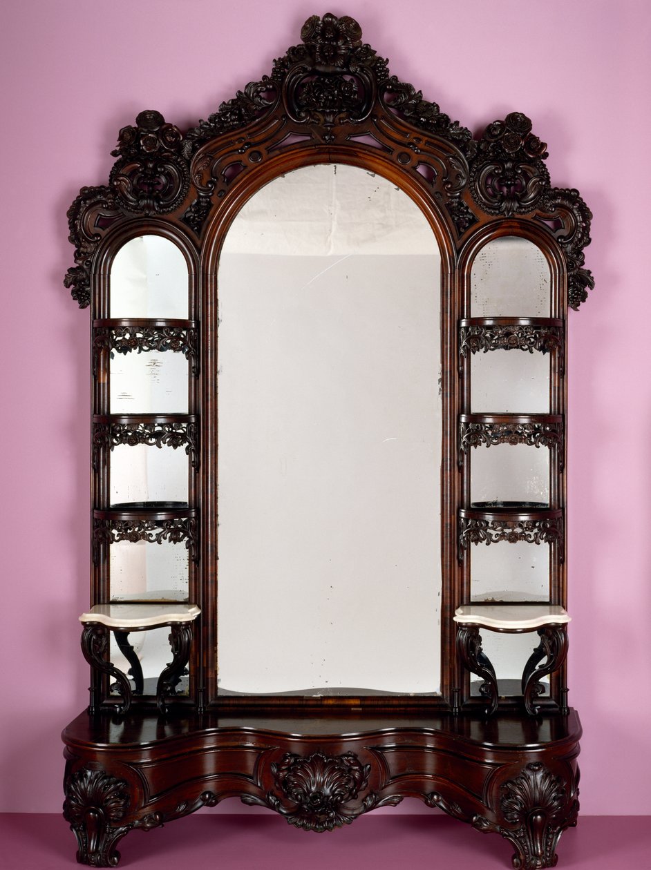 Etagere ، جزء من مجموعة صالون ، من متجر جون هنري بيلتر (1804-65) ، 1855 (خشب الورد) بواسطة المدرسة الأمريكية