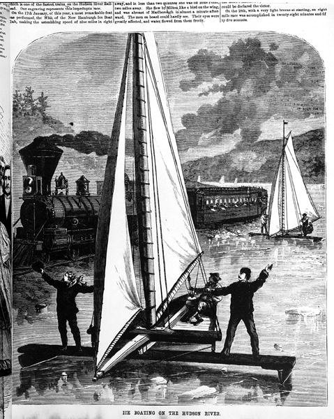 القوارب الجليدية على نهر هدسون ، 1872 بواسطة المدرسة الأمريكية