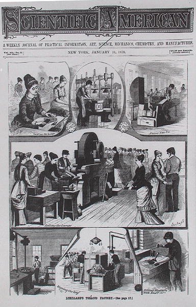 مصنع لورياردز للتبغ ، من مجلة ساينتفيك أمريكان ، 11 يناير 1879 بواسطة المدرسة الأمريكية