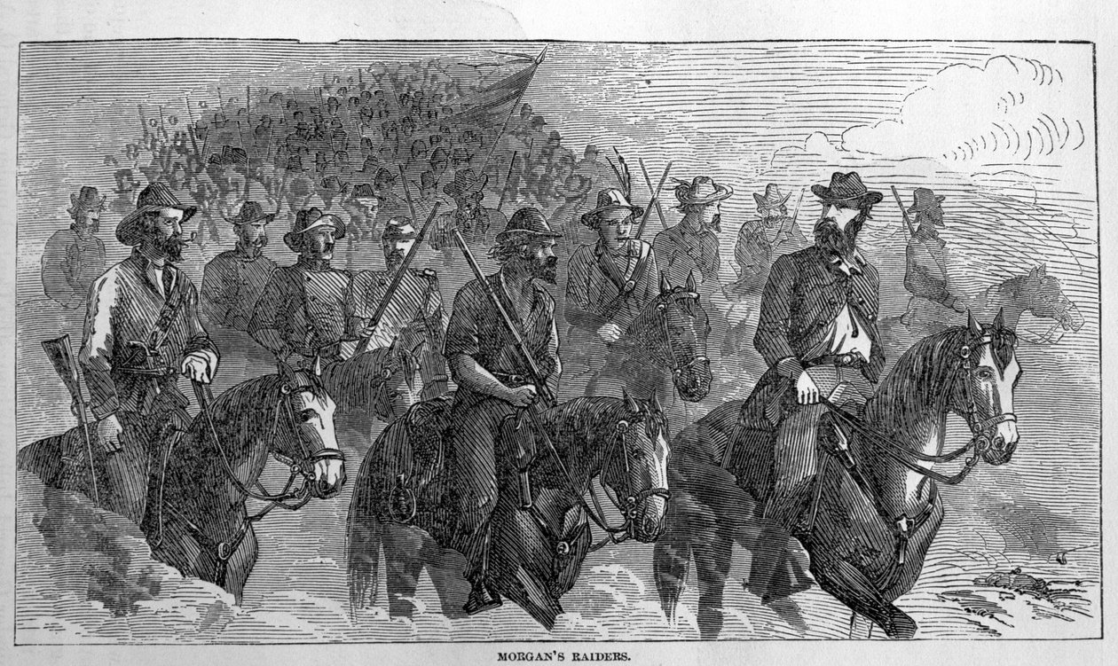 مورغانز رايدرز ، من تاريخ هاربرز التصويرية للحرب الأهلية ، يوليو 1863 بواسطة المدرسة الأمريكية