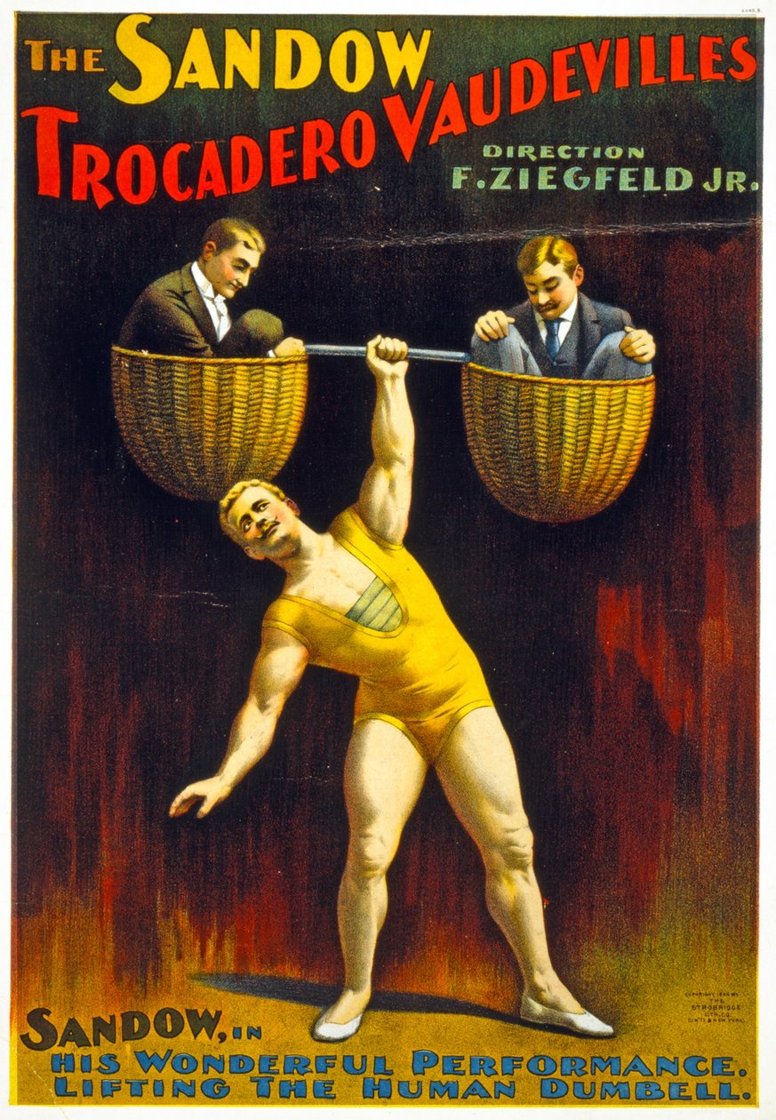 الإعلان عن الملصقات Sandow Trocadero Vaudevilles c.1894 بواسطة المدرسة الأمريكية