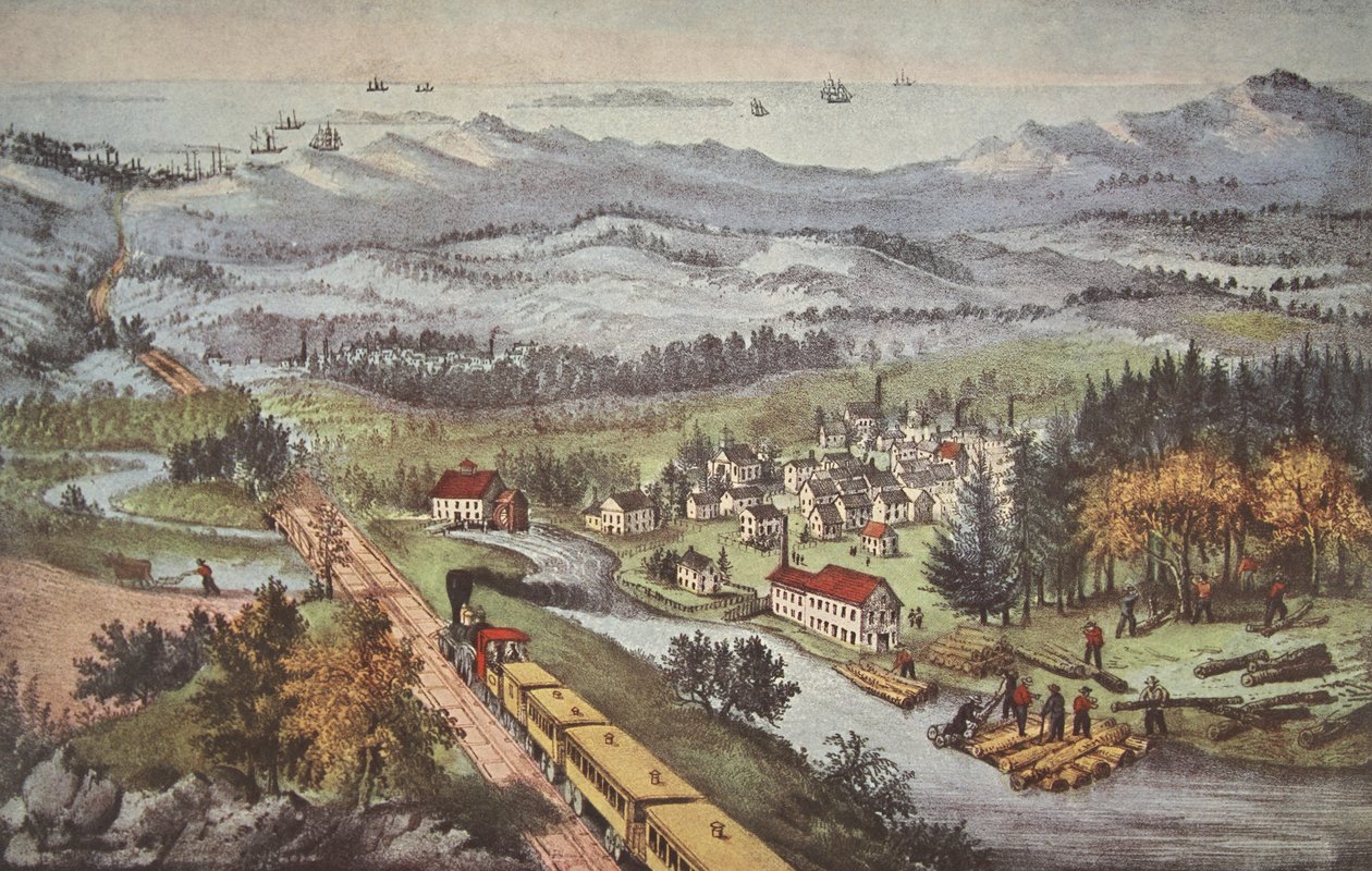 السكك الحديدية حتى المحيط الهادئ ، حانة. 1870 ، كورير وإيفز بواسطة المدرسة الأمريكية