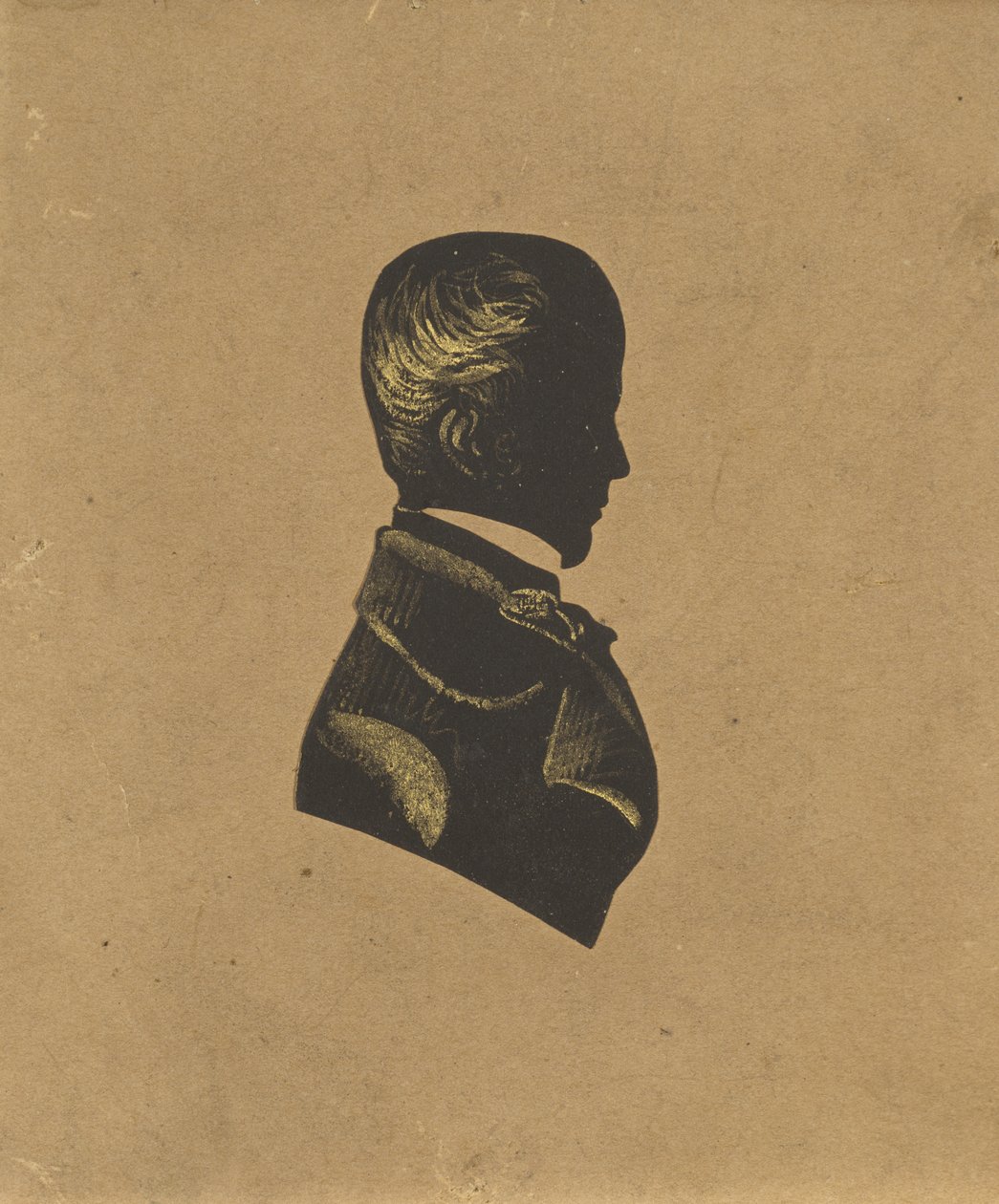 صورة ظلية لرجل ، ج. 1800-1850 (ورق أسود بإبراز مذهب) بواسطة المدرسة الأمريكية