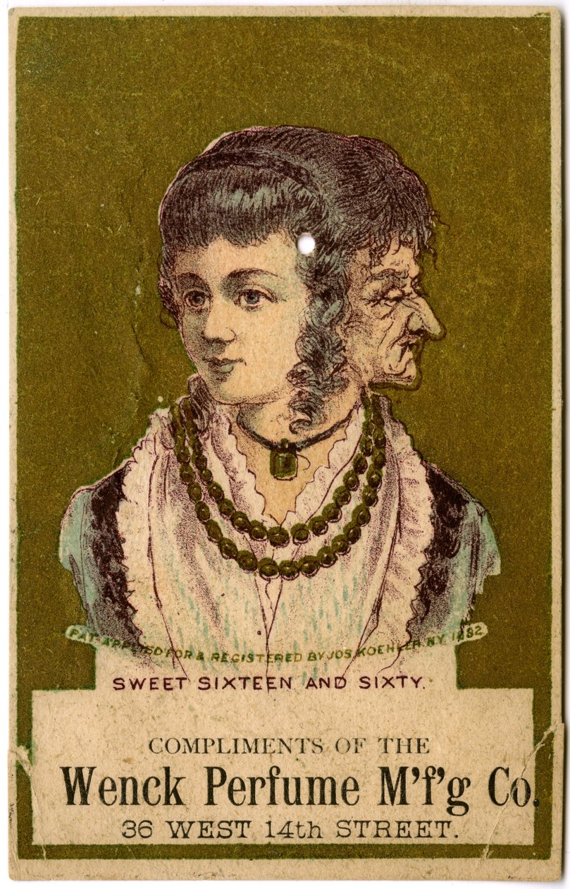 Sweet Sixteen and Sixty ، تكاملات شركة Wenck Perfume Mfg Co. ، 36 West 14th Street. ، 1882 (لون ليثو [بطاقة تجارية] بواسطة المدرسة الأمريكية