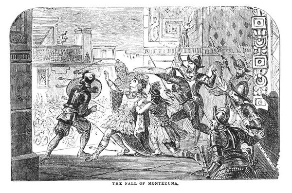 سقوط مونتيزوما ، من Abbotts History of Cortes ، 1884 بواسطة المدرسة الأمريكية