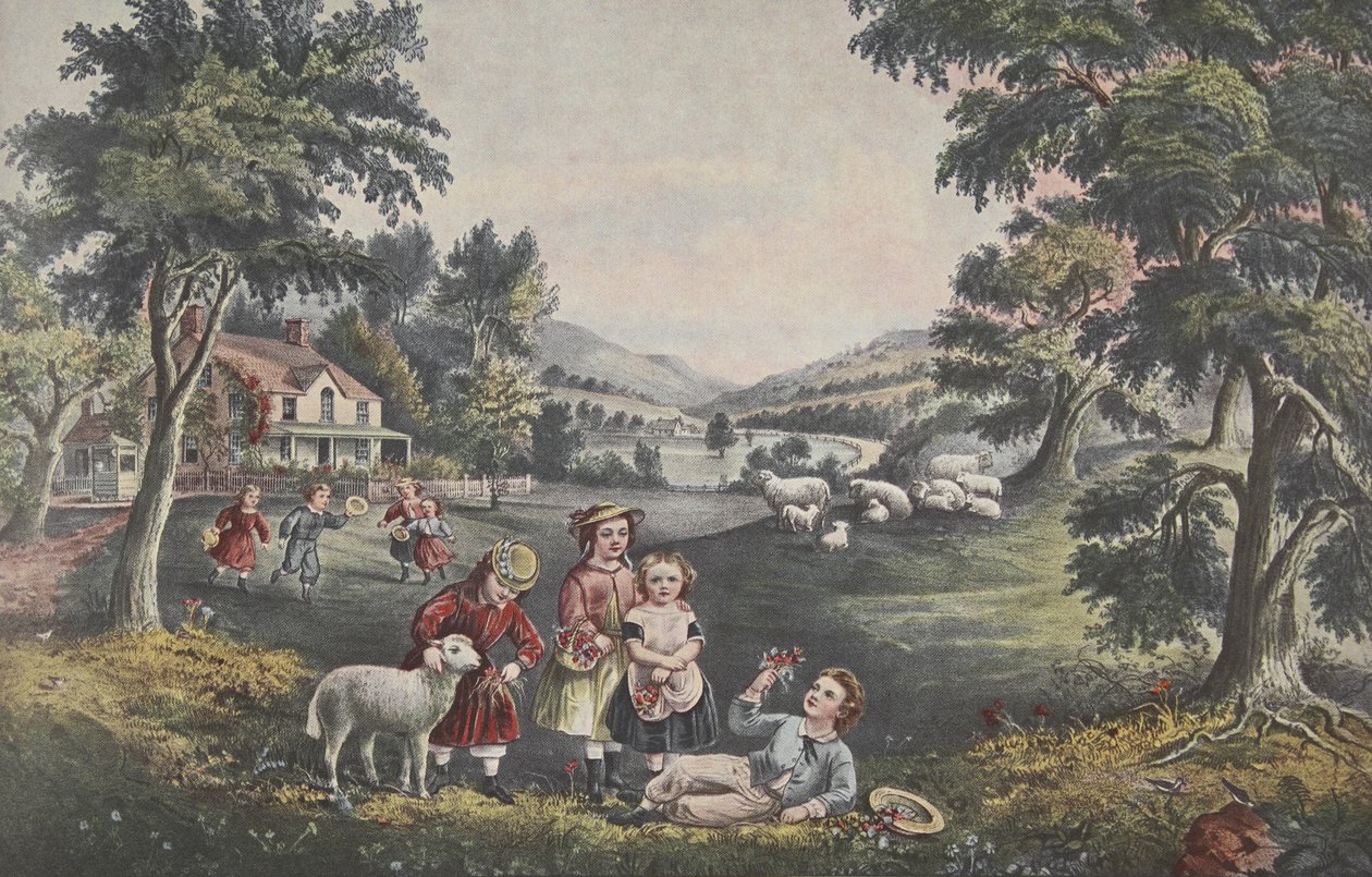 فور سيزونز أوف لايف - الطفولة ، حانة. 1868 ، موسم الفرح ، Currier و Ives بواسطة المدرسة الأمريكية