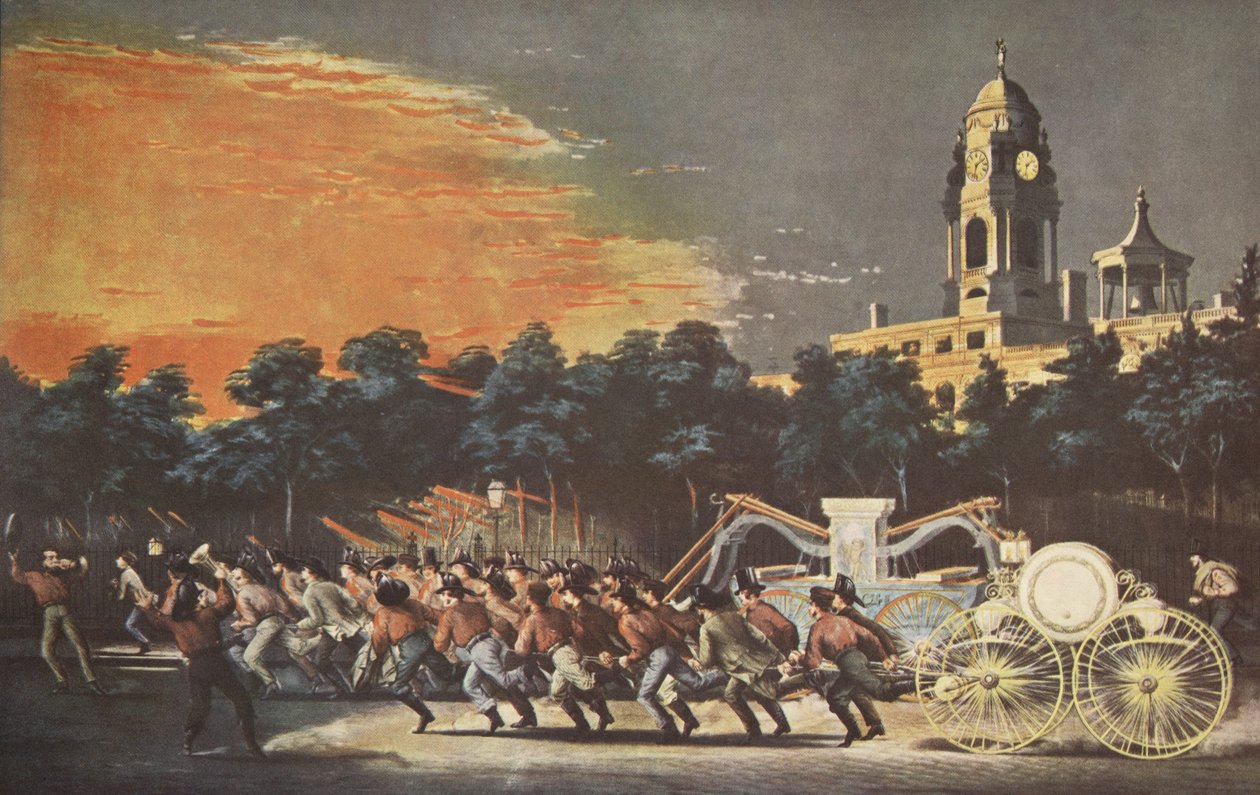 حياة رجل إطفاء - العرق ، حانة. 1854 ، كورير وإيفز بواسطة المدرسة الأمريكية