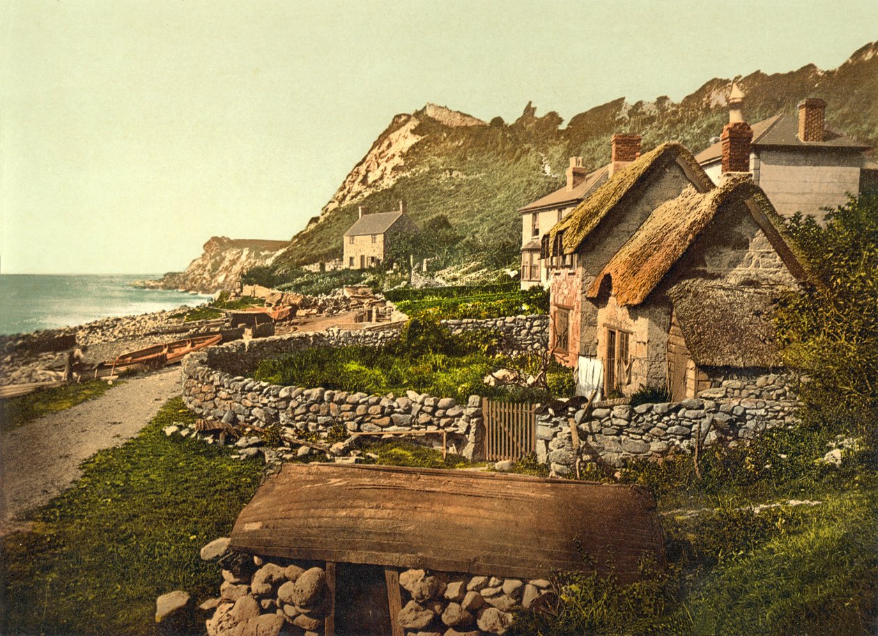 المنحدرات ، شانكلين ، IOW ، حانة. c.1890-1900 (الطباعة الحجرية الملونة) بواسطة مصور انجليزى