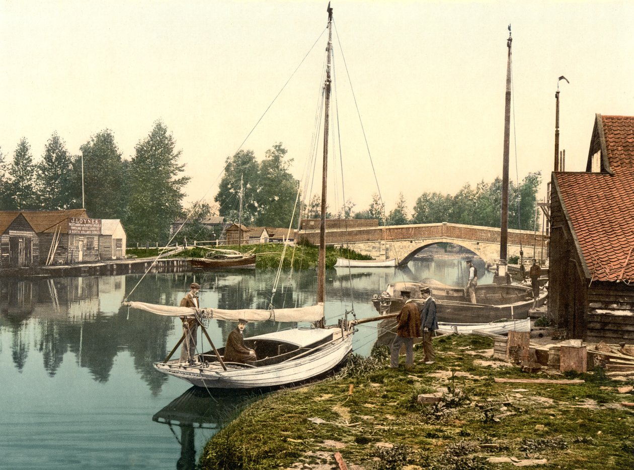 جسر وروكسهام ، حانة. ج 1890-1900 (الطباعة الحجرية الملونة) بواسطة مصور انجليزى
