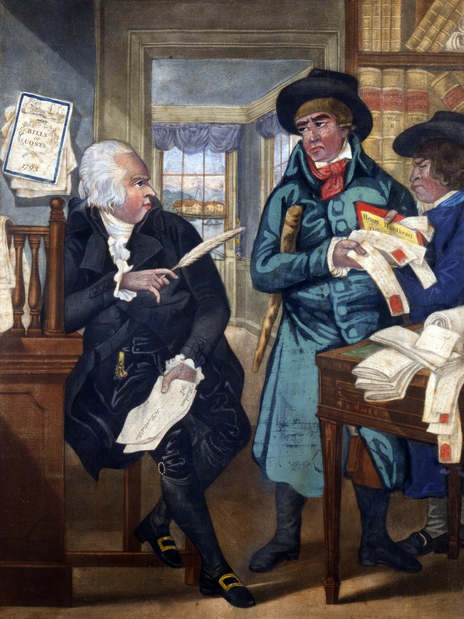 A Bailiff and a Attorney - A Match for the Devil ، c.1780 ، طبعه وباعه Carington Bowles ، 1793 (mezzotint الملونة) بواسطة مدرسة اللغة الإنجليزية