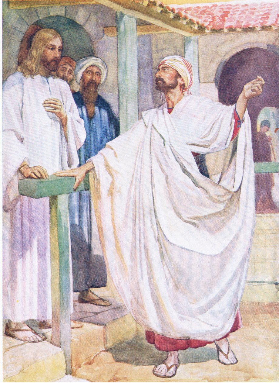 يسعى أحد النبلاء إلى يسوع ، من كتاب مصور الكتاب المقدس الذي نشره توماس نيلسون ، عام 1950 بواسطة مدرسة اللغة الإنجليزية