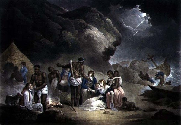ضيافة أفريقية ، نقشها جون رافائيل سميث ، حانة. بواسطة S. Morgan ، لندن ، 1814 (mezzotint مع تلوين لاحق) (زوج 120642) بواسطة مدرسة اللغة الإنجليزية