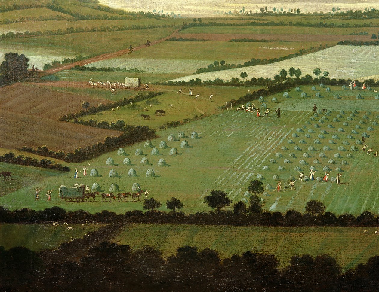 كونتري راوند ديكستون مانور ، c.1725 (تفاصيل 18102) بواسطة مدرسة اللغة الإنجليزية