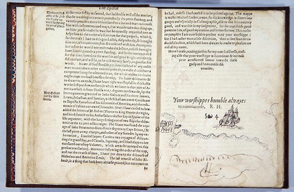 يغادر 3v و 4r ، من Divers Voyages ملامس Discouerie of America ... 1582 (letterpress) بواسطة مدرسة اللغة الإنجليزية