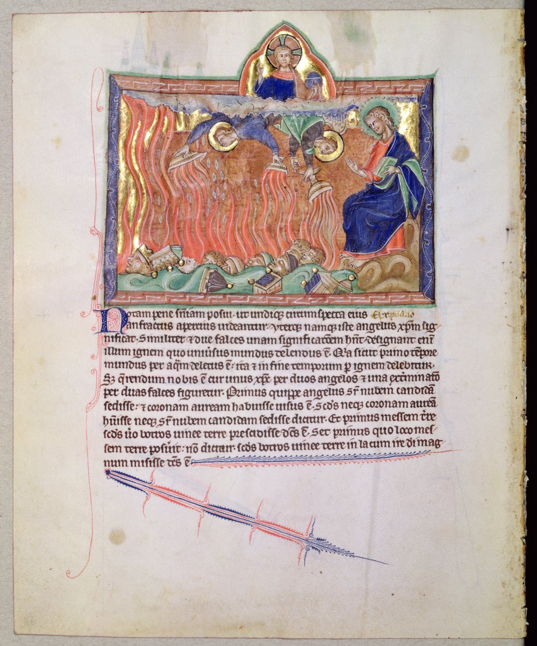 السيدة LA 139-Lisboa fol.47v أوعية ذهبية مليئة بغضب الله المتدفق على الأرض ، من نهاية العالم Gulbenkian ، c.1265-70 بواسطة مدرسة اللغة الإنجليزية