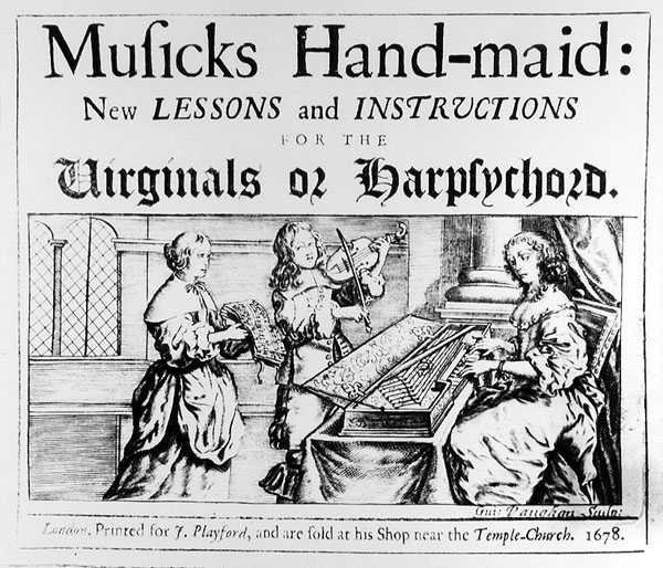 خادمة موسيقية: دروس وتعليمات جديدة للعذراء أو Harpsichords ، نقشها جوزيبي فوغان ، 1678 بواسطة مدرسة اللغة الإنجليزية