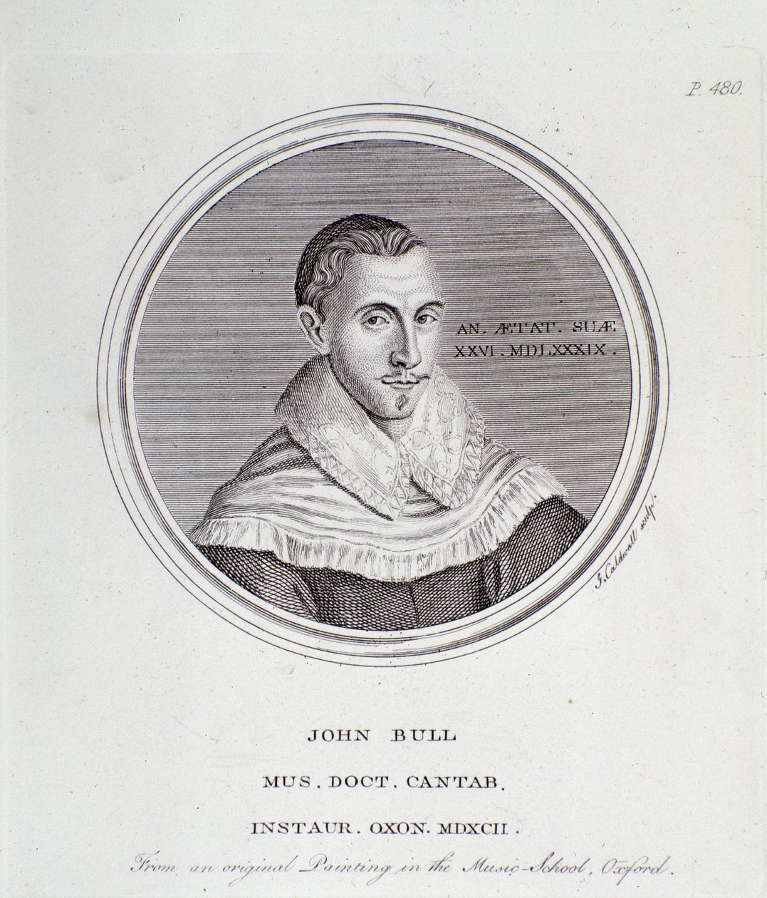 صورة الملحن الإنجليزي جون بول (1562-1628) بواسطة مدرسة اللغة الإنجليزية