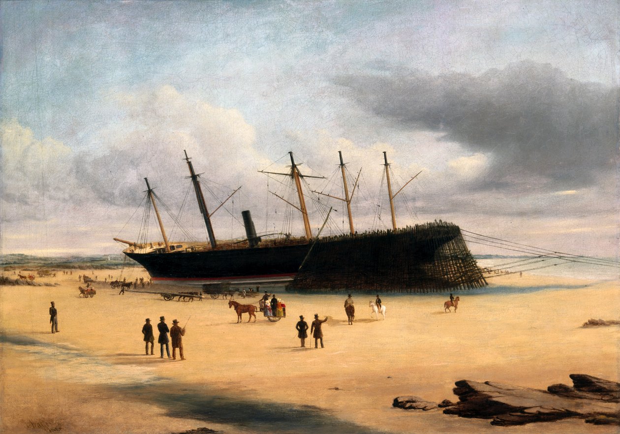 SS بريطانيا العظمى آشور في خليج داندروم ، أيرلندا ، 1846 بواسطة مدرسة اللغة الإنجليزية