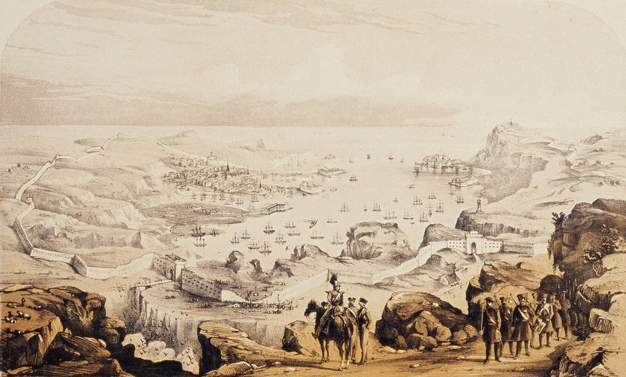 سيباستوبول والتحصينات جارية الآن ، 1854 بواسطة مدرسة اللغة الإنجليزية