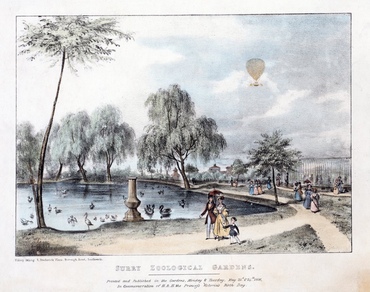 حدائق حيوان سري. حانة. 1836 (نقش يدوي) بواسطة مدرسة اللغة الإنجليزية