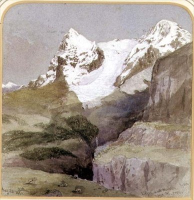 The Eiger and Monch From Near Murron ، 20 أغسطس 1860 (مرحاض على ورق) بواسطة مدرسة اللغة الإنجليزية