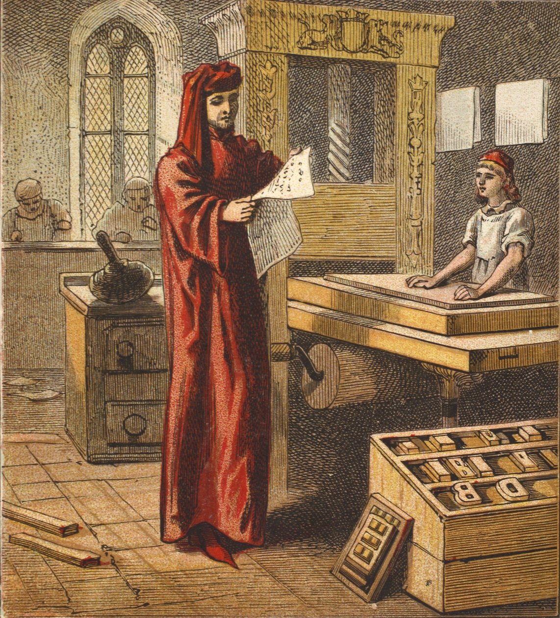 الطابعة الإنجليزية الأولى ، حانة. 1890 بواسطة مدرسة اللغة الإنجليزية