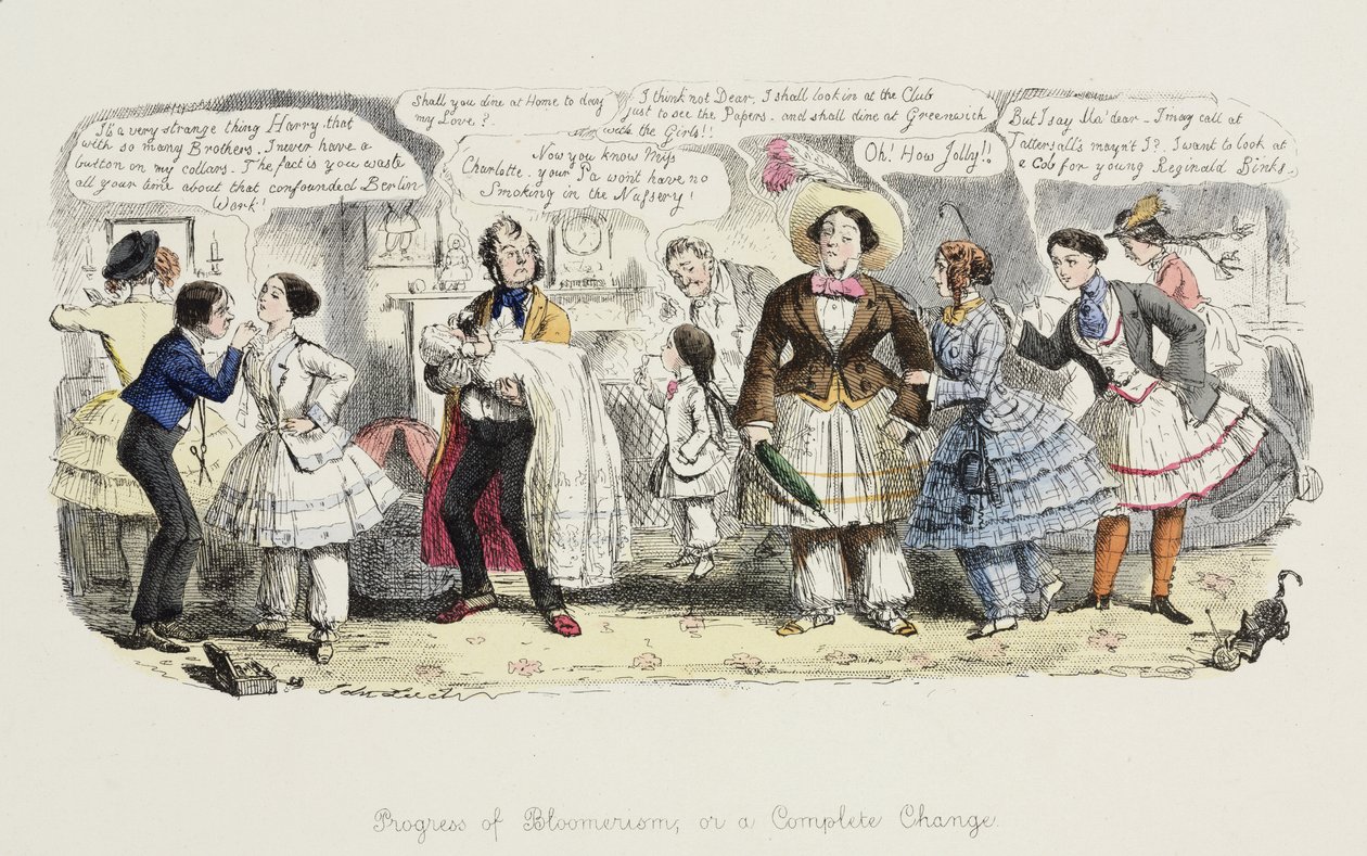 تقدم Bloomerism أو ، تغيير كامل ، من Punch ، 1852 بواسطة مدرسة اللغة الإنجليزية