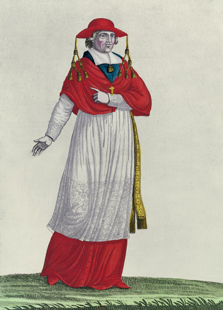 الكاردينال كابارا (نقش الألوان) بواسطة المدرسة الفرنسية