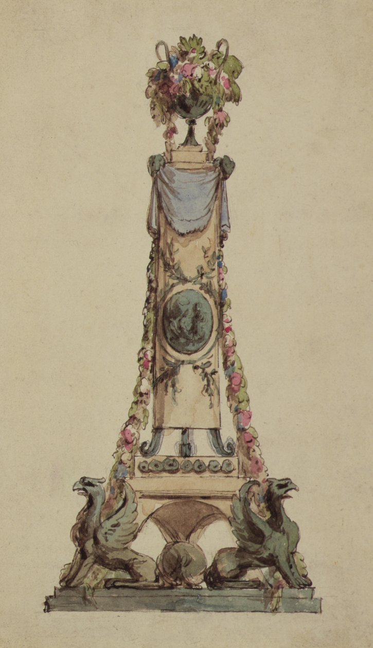 تصميم لقطعة محور كلاسيكية جديدة ، c.1800 (مرحاض على ورق) بواسطة المدرسة الفرنسية