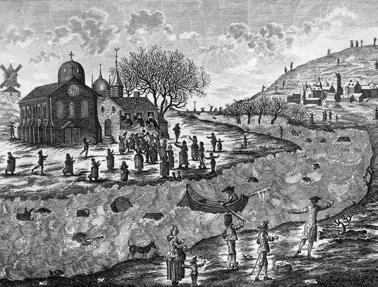 الفيضانات في فرنسا ، ديسمبر 1784 بواسطة المدرسة الفرنسية