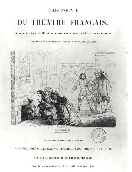 صورة عن الطهاة في Duévre du Theatre Francais مع رسم توضيحي لـ Litigants لجان راسين (1639-99) بواسطة المدرسة الفرنسية