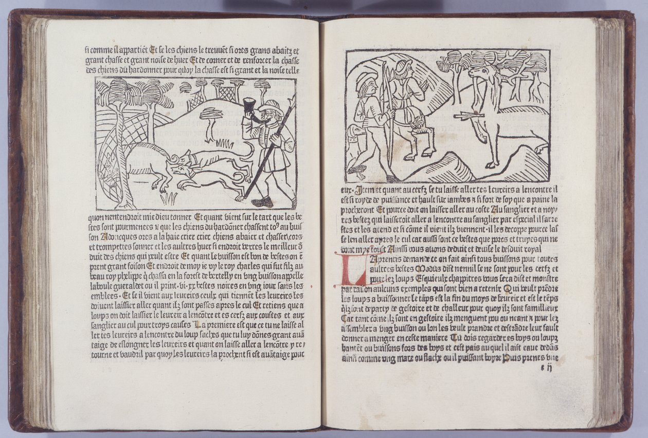 رسم توضيحي من Le Liurse du Roy Modus et de la Reine Racio بواسطة هنري فيريريس ، 1486 بواسطة المدرسة الفرنسية