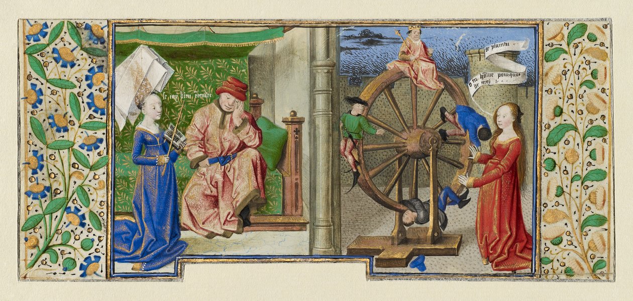 صورة مصغرة من Boethius ، Consolation deفلسفة ، c.1460-70 (درجة الحرارة ، ورقة الذهب والحبر على الرق) بواسطة المدرسة الفرنسية