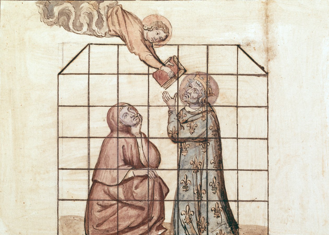 السيدة 1779 ، الورقة 76v ، سجن سانت لويس ، من Memoires pour la vie de saint Louis ، من إعداد نيكولاس كلود فابري دي بيريسك (1580-1637) (مرحاض على ورق) بواسطة المدرسة الفرنسية