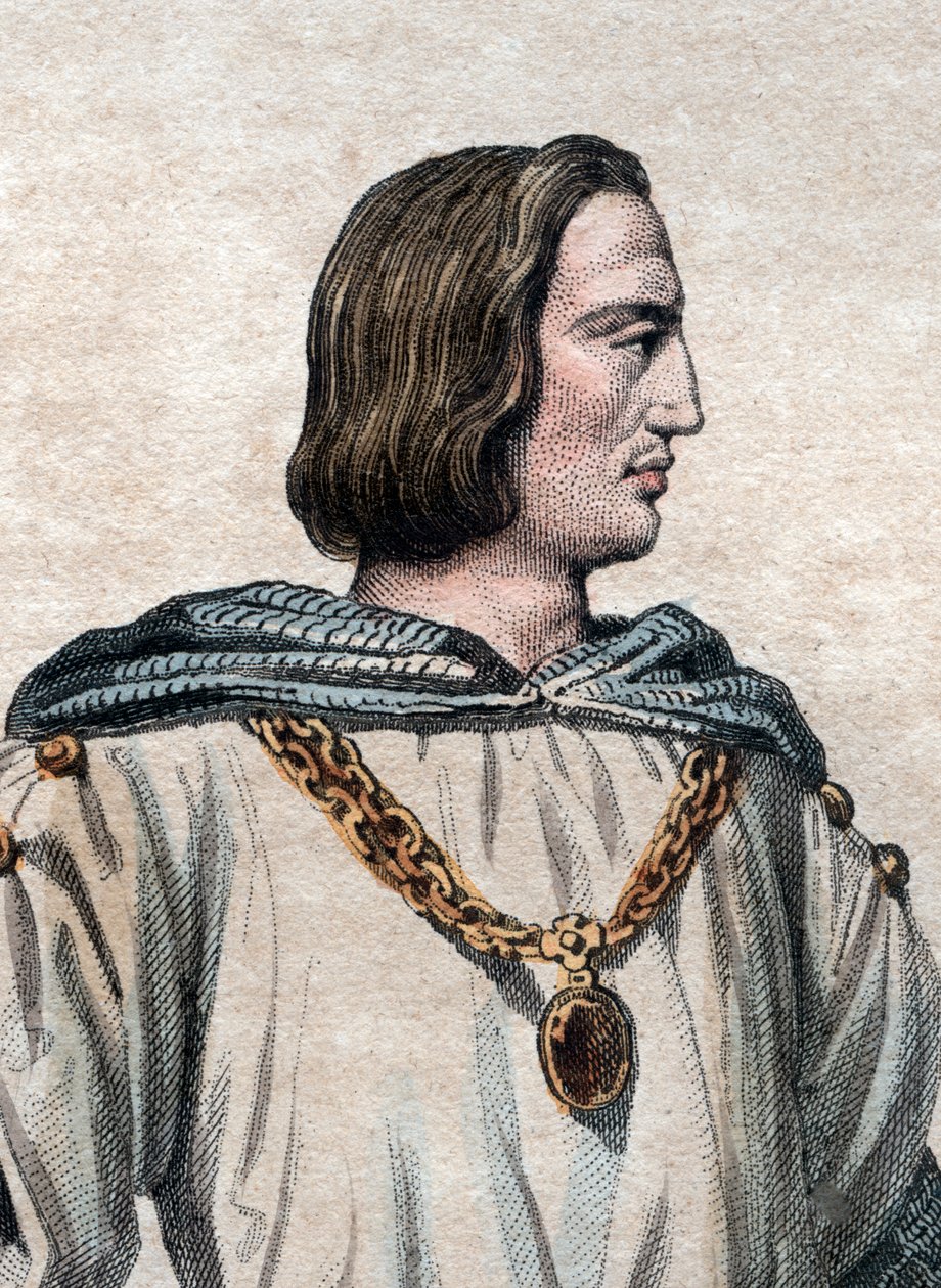 صورة فيليب الثاني أغسطس (1165-1223) ، ملك فرنسا. بواسطة المدرسة الفرنسية