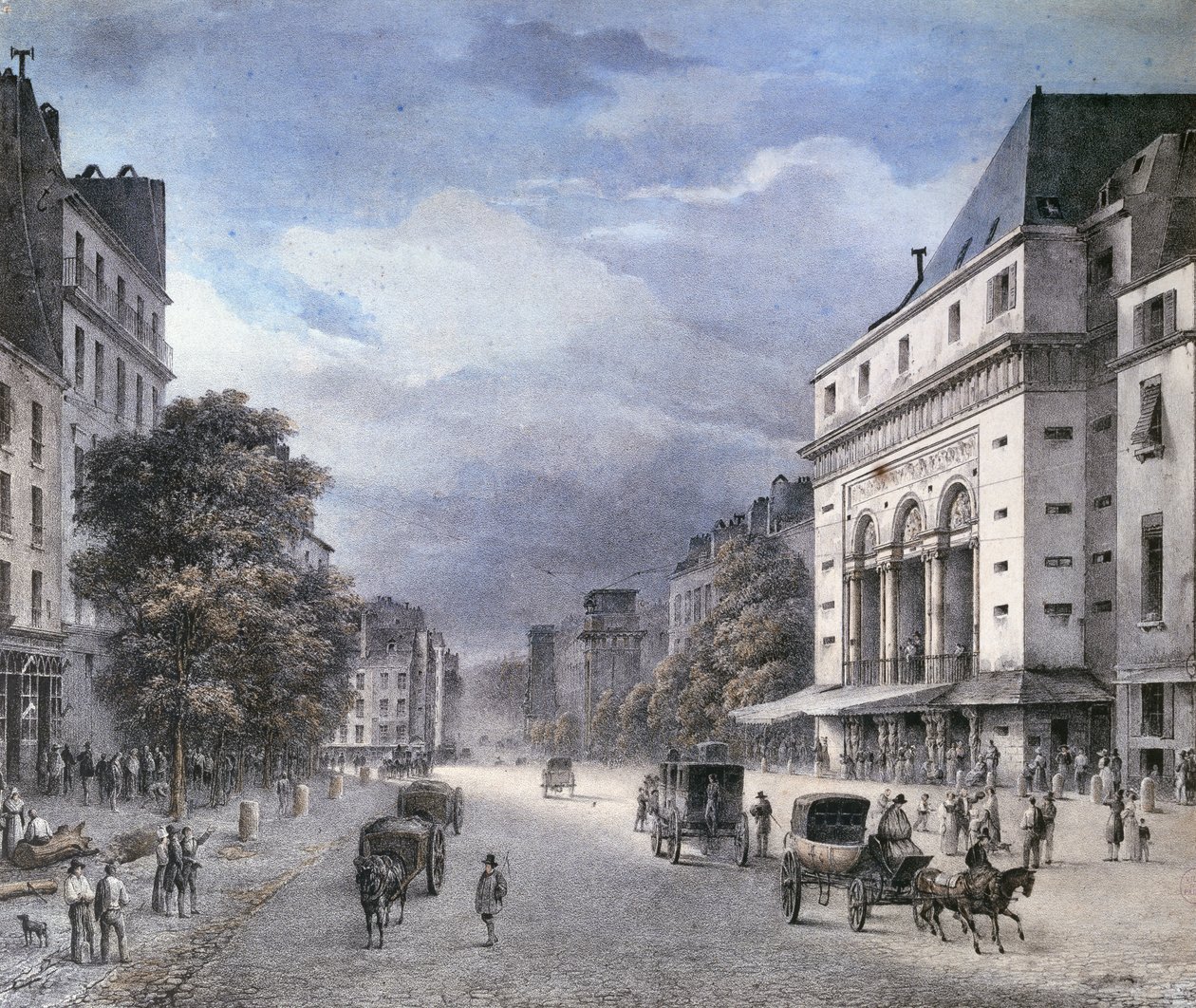 مسرح لا بورت سانت مارتن ، باريس ، حوالي 1840 بواسطة المدرسة الفرنسية