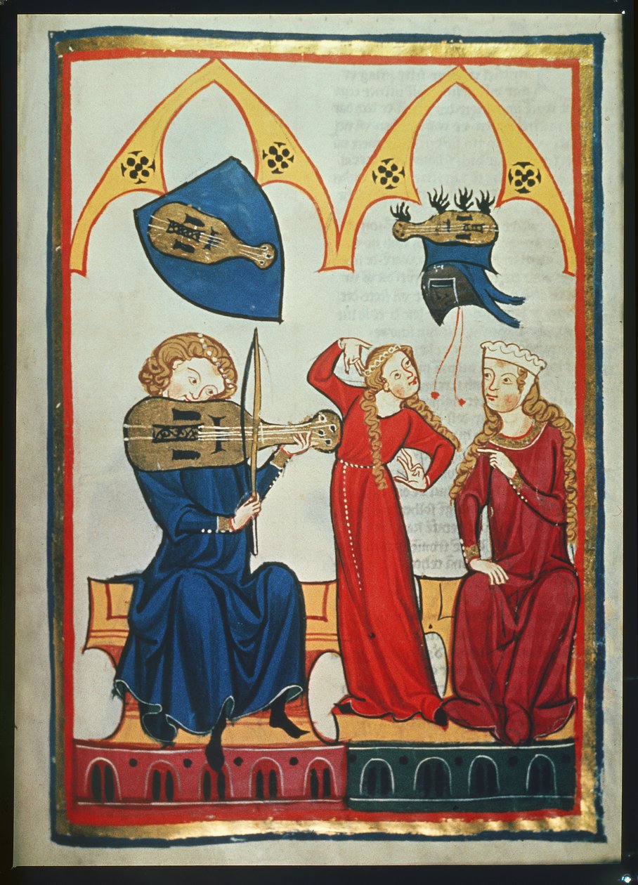 عازف الكمان من Codex Manesse ، c.1300-40 (شهادة جامعية) بواسطة المدرسة الألمانية
