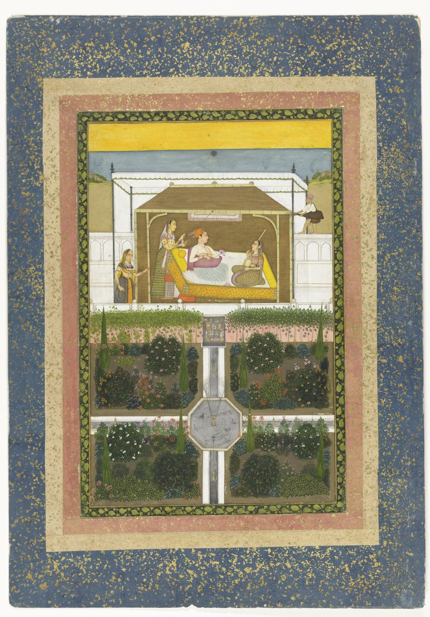 أمير في حديقة ، c.1775-99 (فرشاة على الورق) بواسطة المدرسة الهندية