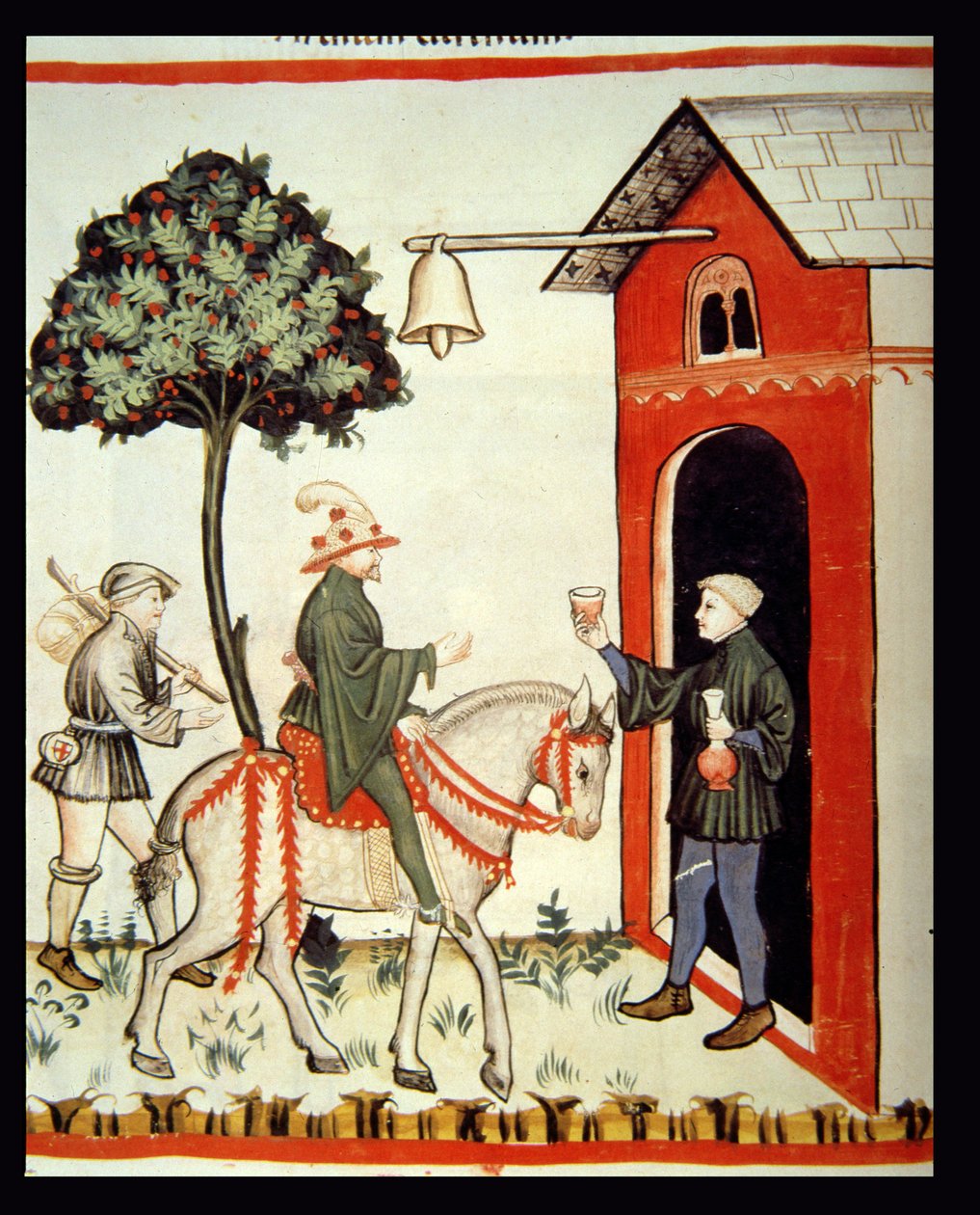 Nova 2644 fol.87v كأس النبيذ الأحمر ، من Tacuinum Sanitatis Codex Vindobonensis بواسطة المدرسة الايطالية