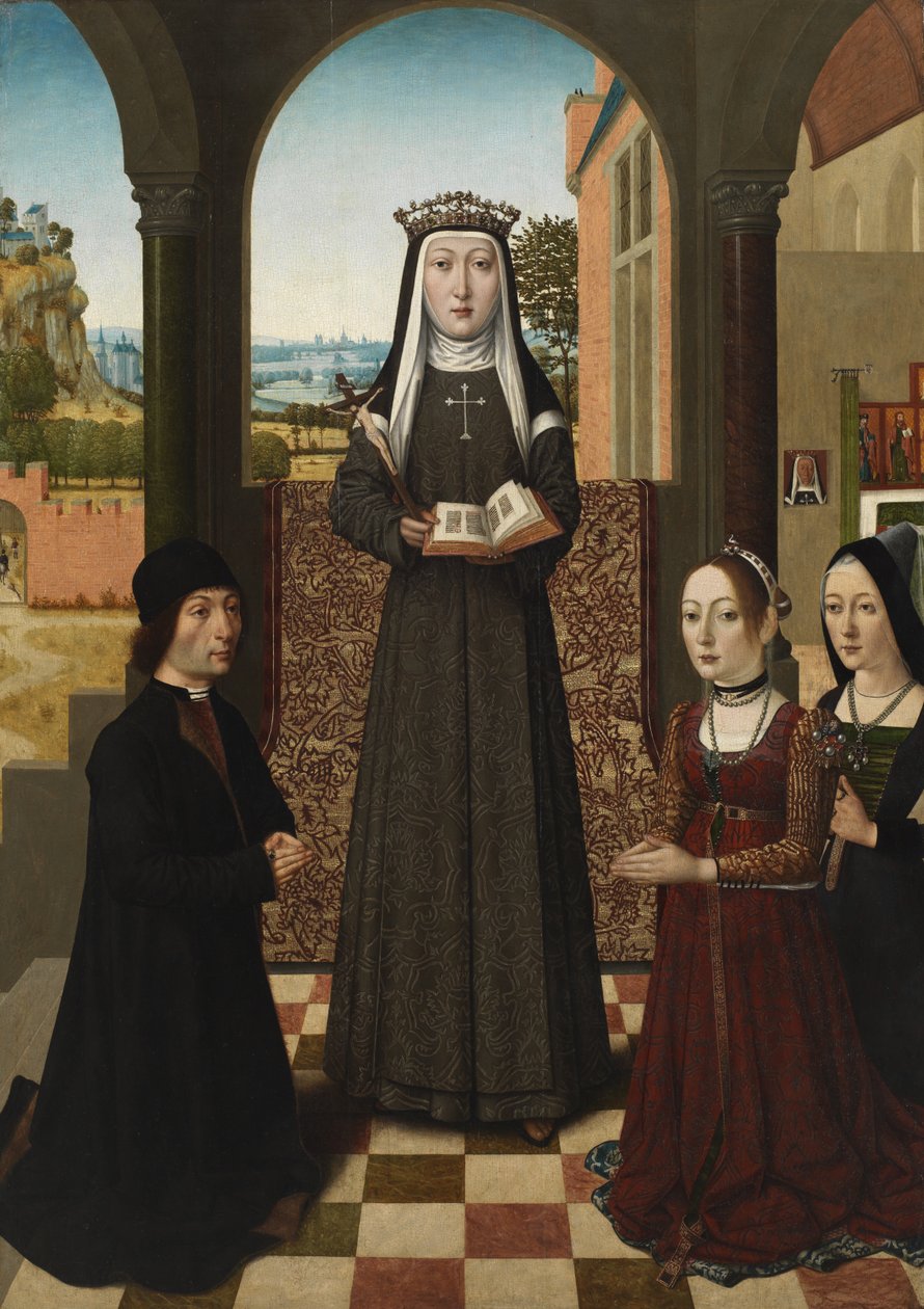 القديسة كاترين بولونيا مع ثلاثة مانحين ، 1470-80 بواسطة سيد صور Baroncelli