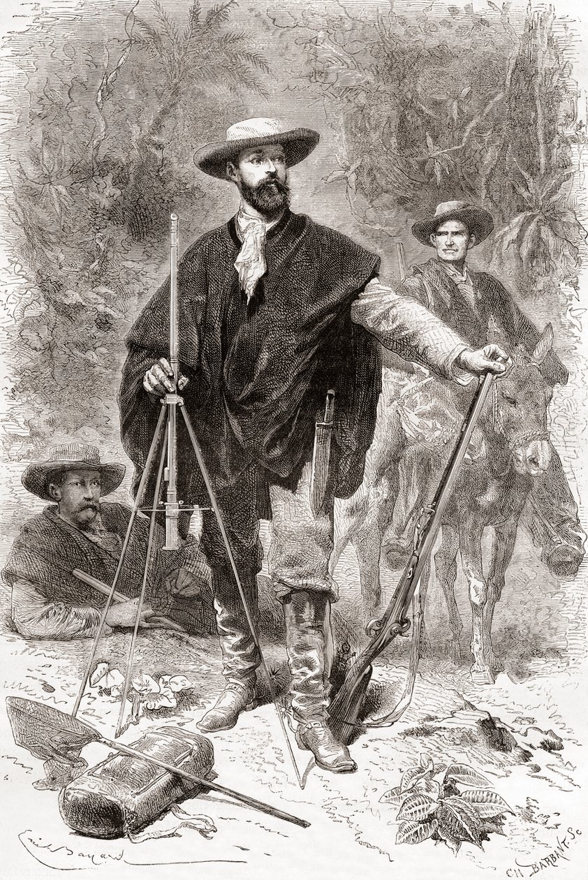 إدوارد فرانسوا أندريه خلال بعثته النباتية في سفوح جبال الأنديز في 1875-1876 بواسطة المدرسة الاسبانية