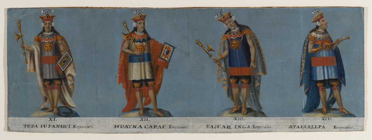 أربعة ملوك إنكا: توباك يوبانكي ، Huayna Capac ، Huascar Inca ، Atahuallpa ، أوائل القرن التاسع عشر بواسطة غير معروف